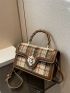 Mini Plaid Pattern Twist Lock Flap Square Bag