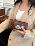 Crocodile Embossed Metal Lock Long Wallet