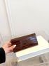 Crocodile Embossed Metal Lock Long Wallet