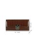 Crocodile Embossed Metal Lock Long Wallet
