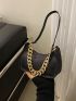Mini Glitter Chain Decor Hobo Bag