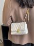 Quilted Chain Flap Square Bag