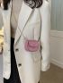 Mini Sequin Decor Chain Flap Saddle Bag