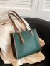 Letter Graphic Litchi Embossed Square Bag