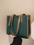 Letter Graphic Litchi Embossed Square Bag