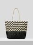 Chevron Pattern Straw Bag