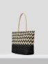 Chevron Pattern Straw Bag