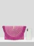VCAY Striped Pattern Fringe Trim Flap Straw Bag