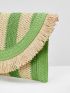 Two Tone Fringe Trim Straw Bag