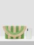 Two Tone Fringe Trim Straw Bag