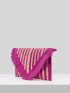 Striped Pattern Fringe Trim Flap Straw Bag