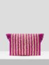 Striped Pattern Fringe Trim Flap Straw Bag