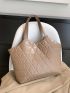 Quilted Shoulder Tote Bag With Square Bag, Best Work Bag For Women