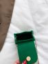 Mini Button Detail Flap Chain Saddle Bag