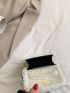 Mini Metallic Crocodile Embossed Fuzzy Panel Flap Square Bag