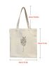 Plants Graphic Flower Floral Canvas Bag, Shopping Bag Large Capacity Tote Bag, Shoulder Bag