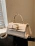 Crocodile Embossed Buckle Decor Flap Square Bag