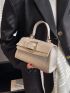 Crocodile Embossed Buckle Decor Flap Square Bag