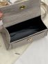 Crocodile Embossed Buckle Decor Flap Square Bag
