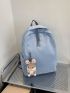Letter Patch Decor Classic Backpack With Cartoon Charm