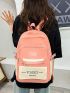 4pcs Two Tone Letter Patch Decor Functional Backpack Set