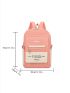 4pcs Two Tone Letter Patch Decor Functional Backpack Set