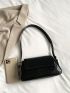 Geometric Embossed Flap Baguette Bag
