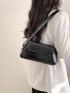 Geometric Embossed Flap Baguette Bag