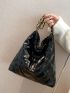 Quilted Chain Shoulder Tote Bag