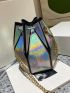 Mini Holographic Chain Bucket Bag