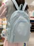 Letter Patch Decor Functional Backpack With Cartoon Bag Charm
