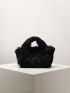 Minimalist Double Handle Fuzzy Square Bag