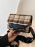 Mini Plaid Pattern Chain Decor Flap Square Bag