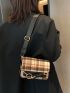 Mini Plaid Pattern Chain Decor Flap Square Bag