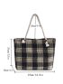 Plaid Pattern Shoulder Tote Bag