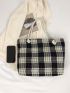 Plaid Pattern Shoulder Tote Bag