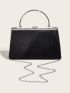 Glitter Pleated Detail Square Bag, Perfect Bride Purse For Wedding, Prom & Party Events