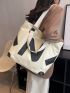 Letter Pattern Shoulder Tote Bag