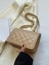 Mini Quilted Pattern Metal Decor Flap Square Bag