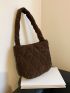 Quilted Pattern Corduroy Square Bag