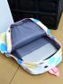 4pcs Color Block Functional Backpack Set