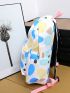 4pcs Color Block Functional Backpack Set