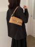 Quilted Detail Flap Baguette Bag
