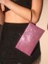 Glitter Rhinestone Decor Top Handle Square Bag