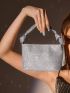 Mini Top Handle Glitter Square Bag