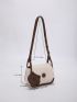Contrast Binding Flap Square Bag With Bag Charm