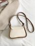 Contrast Binding Flap Square Bag With Bag Charm