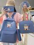 5pcs Bear & Letter Graphic Functional Backpack Set