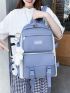 4pcs Bear Decor Functional Backpack Set