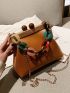 Small Kiss Lock Satchel Bag Fashionable Round Decor Chain Strap